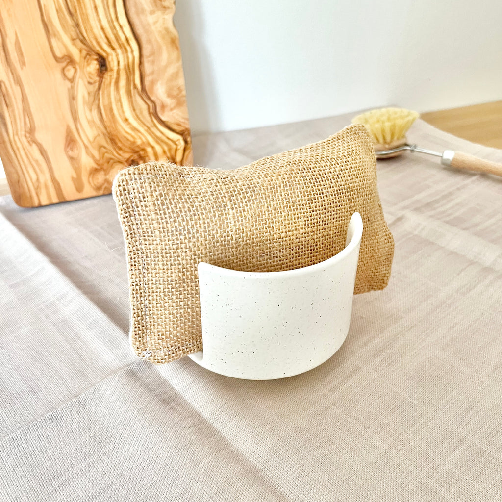 Éponge grattante naturelle - Jute et coton en nid d'abeille