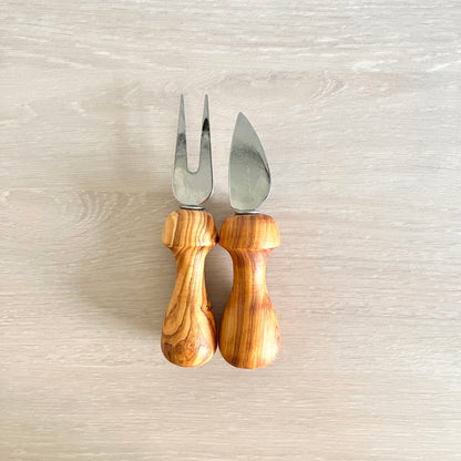 Couverts à fromage - Bois d'olivier/acier inoxydable
