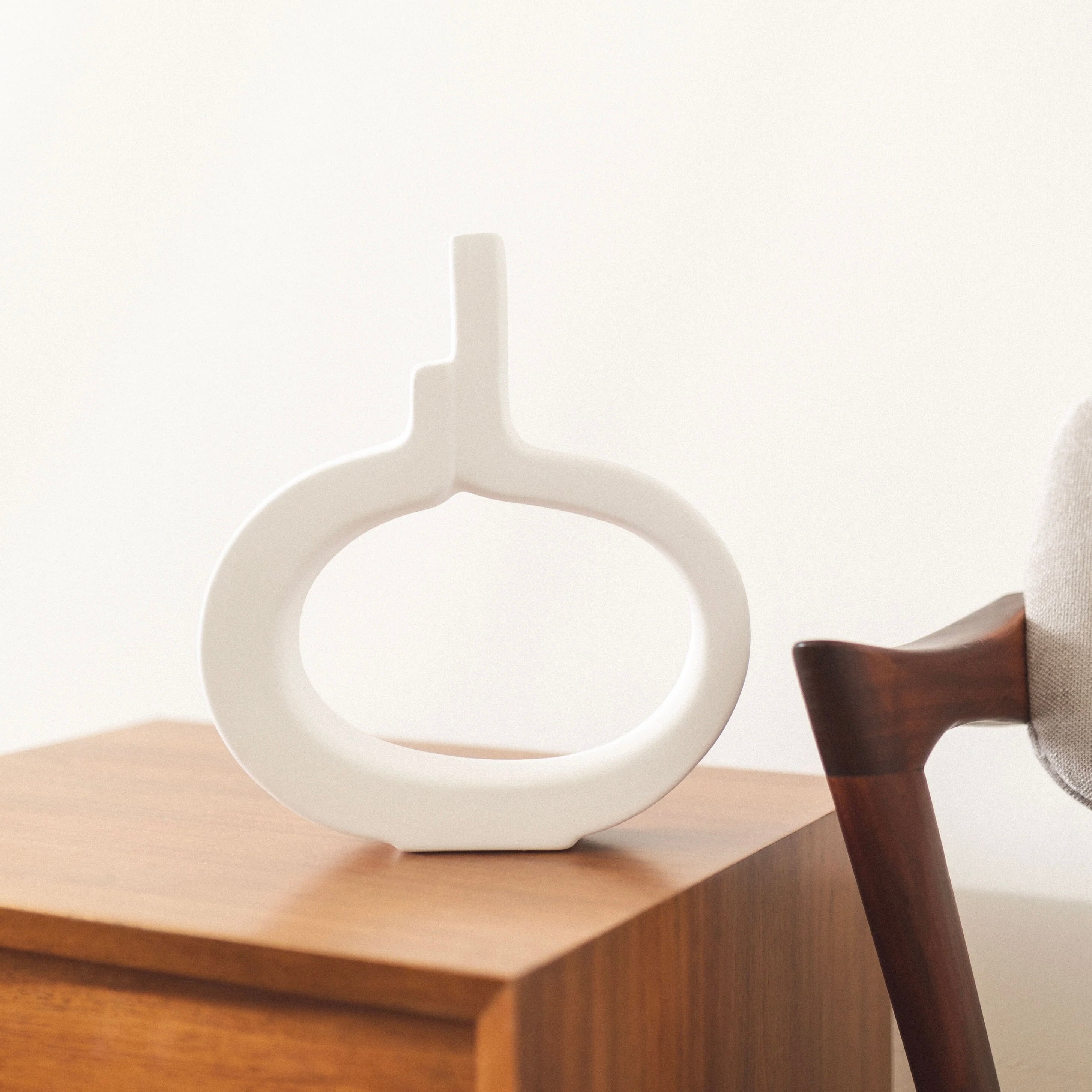 Objet décoratif design "Linéa" Blanc - Céramique