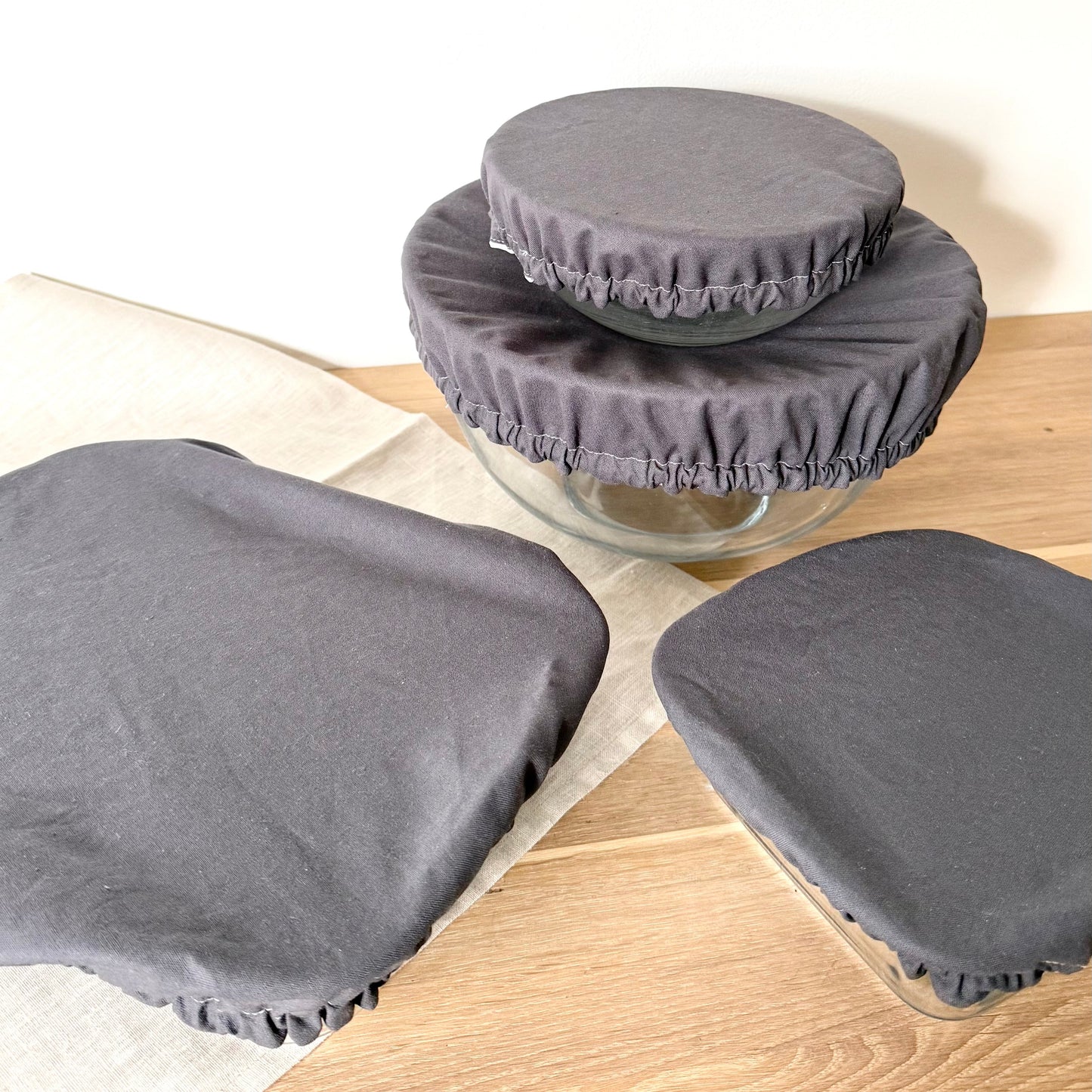 Lot de 2 charlottes à saladier anthracite - Coton et enduit