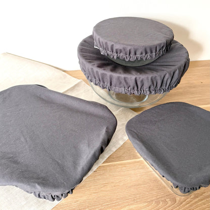 Lot de 2 charlottes à saladier anthracite - Coton et enduit