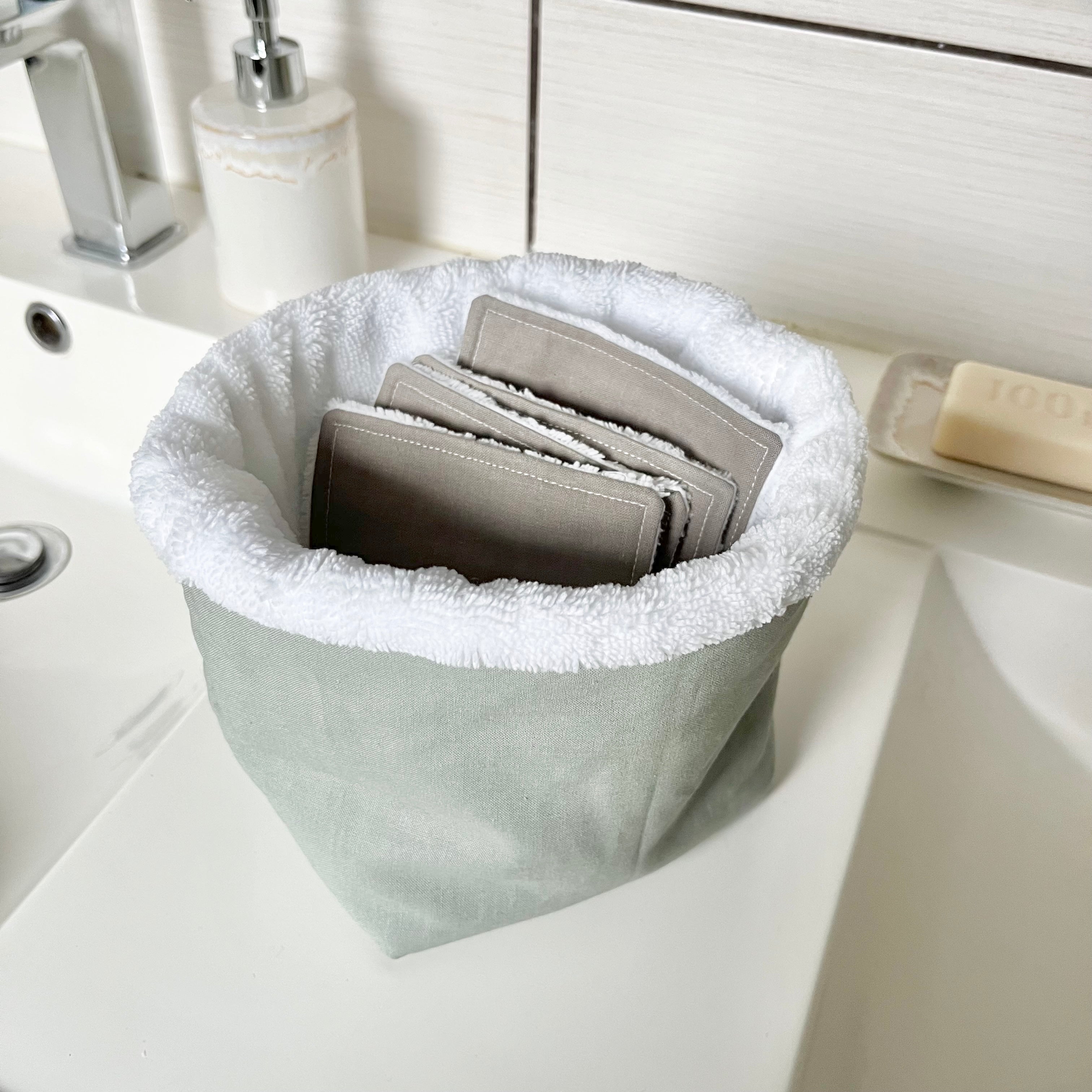 Panier de rangement - Coton et éponge bambou Vert