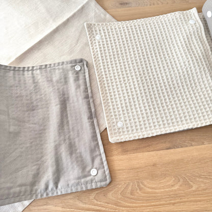 Essuie-tout lavable (5 feuilles) gris - 100% coton