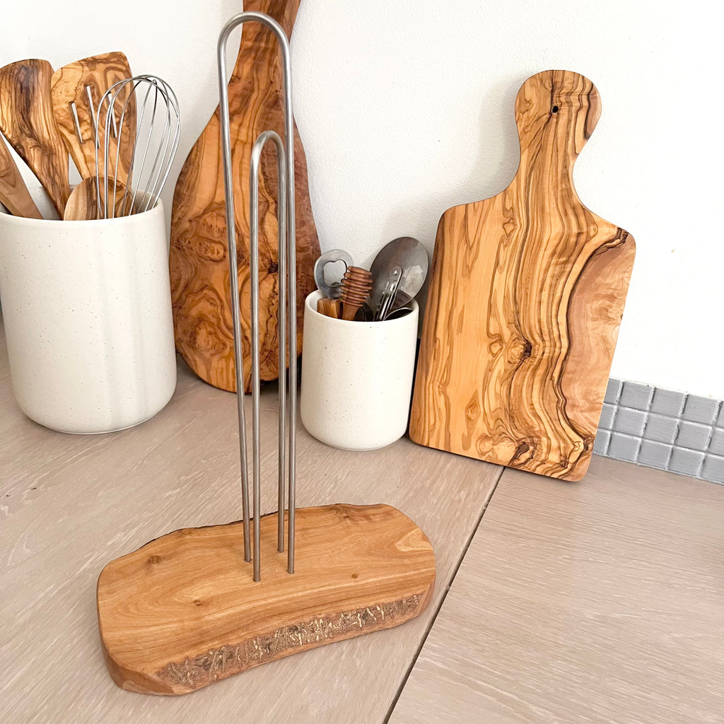 Porte essuie-tout - Bois d'olivier 100% naturel