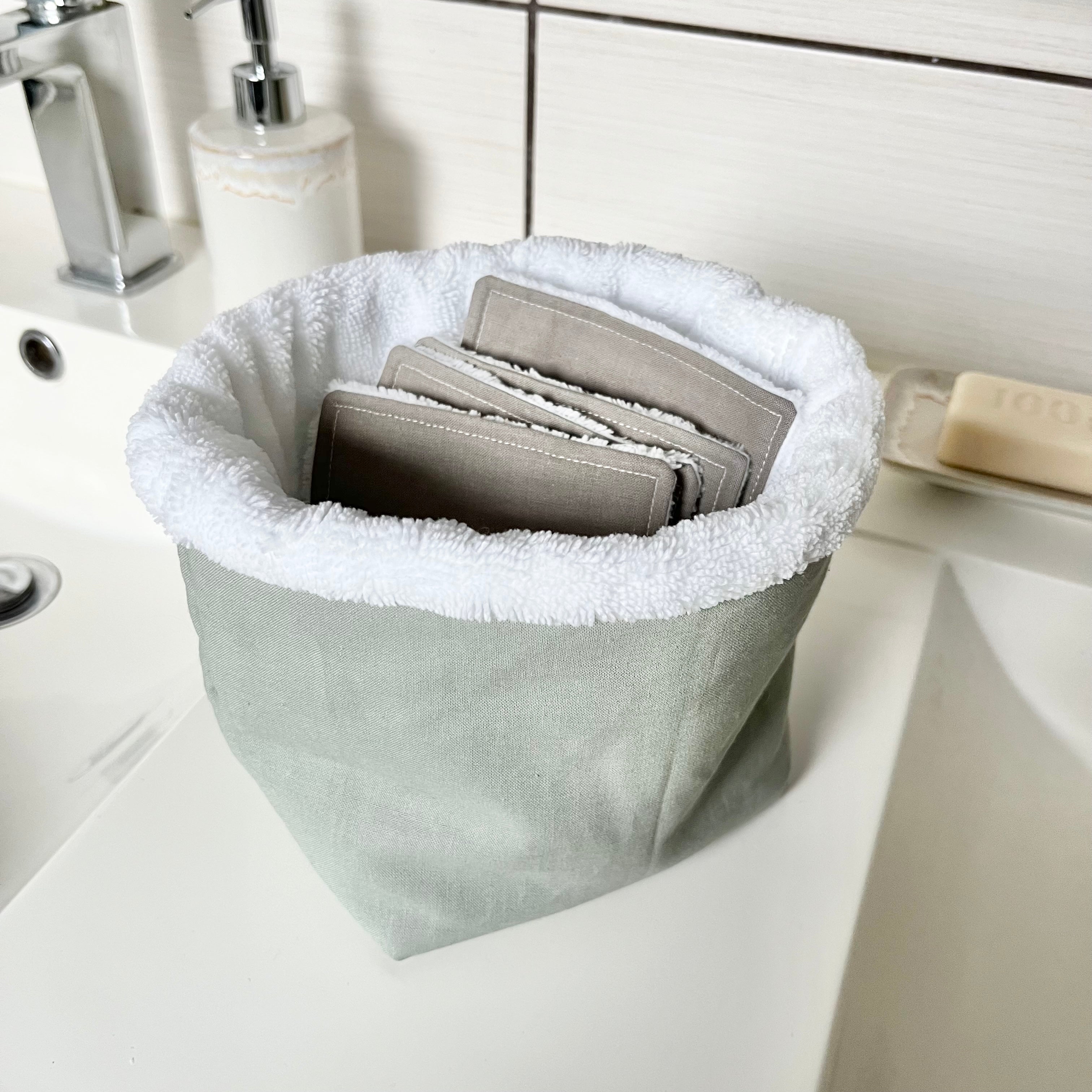 Panier de rangement - Coton et éponge bambou Vert