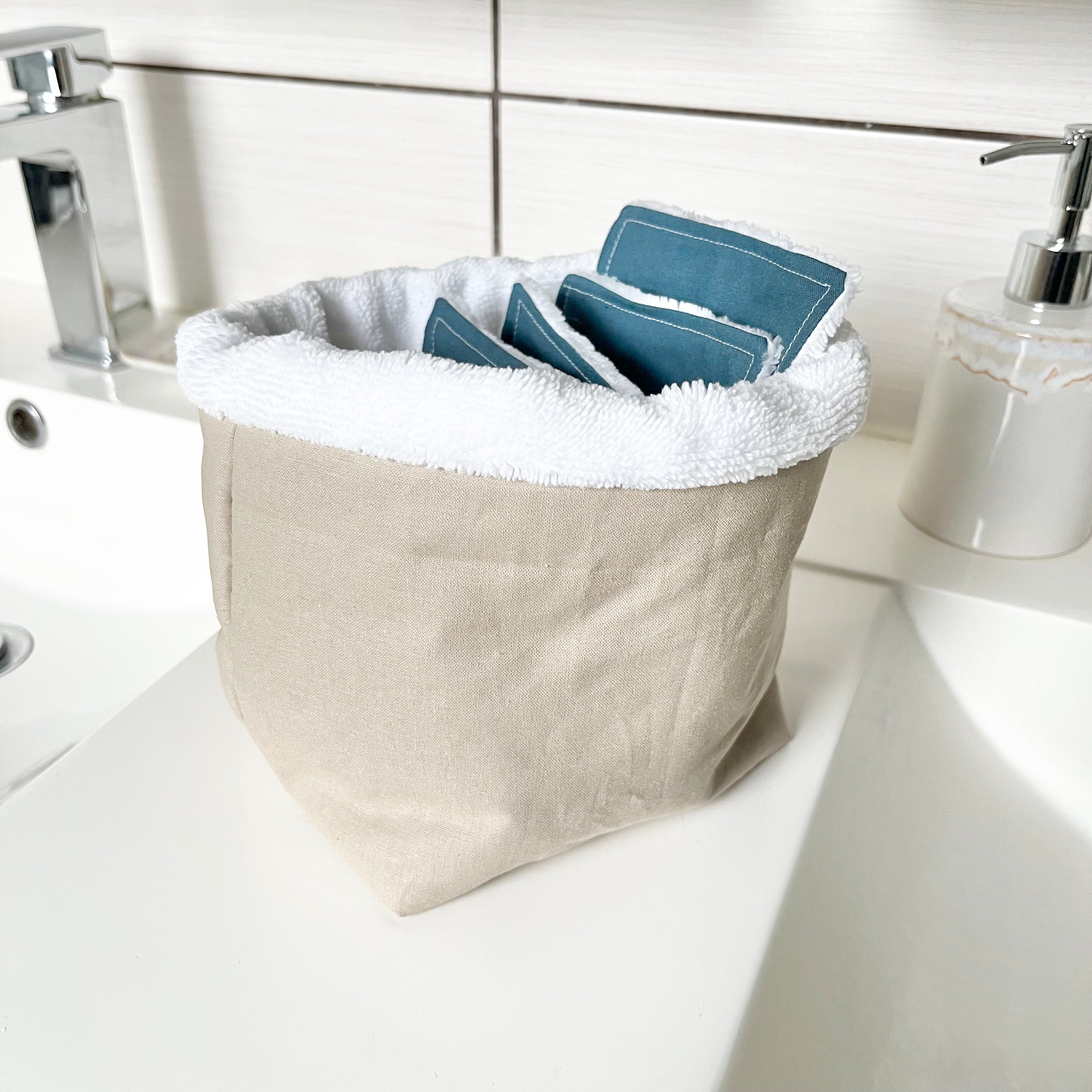 Panier de rangement - Coton et éponge bambou Beige