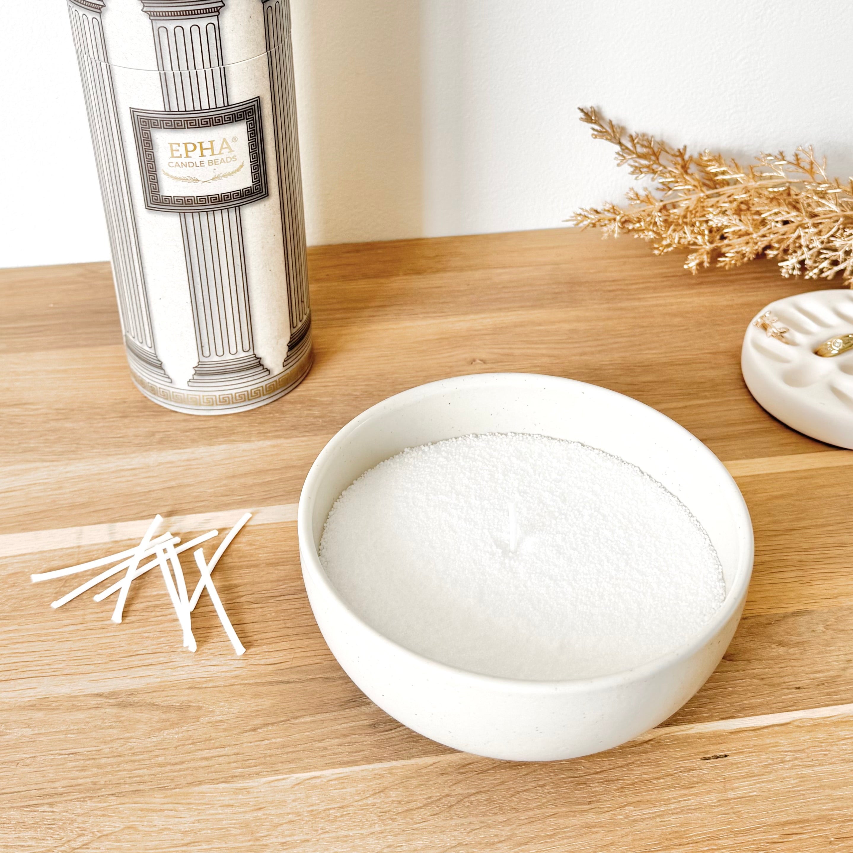 Bougie en perles de cire blanc - Cire végétale