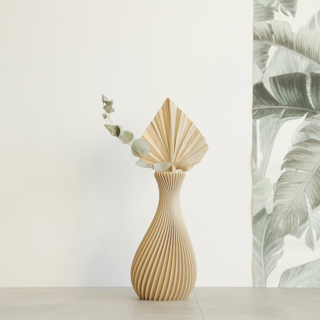 Vase "Ariel" Blanc - Amidon de maïs/bois recyclé