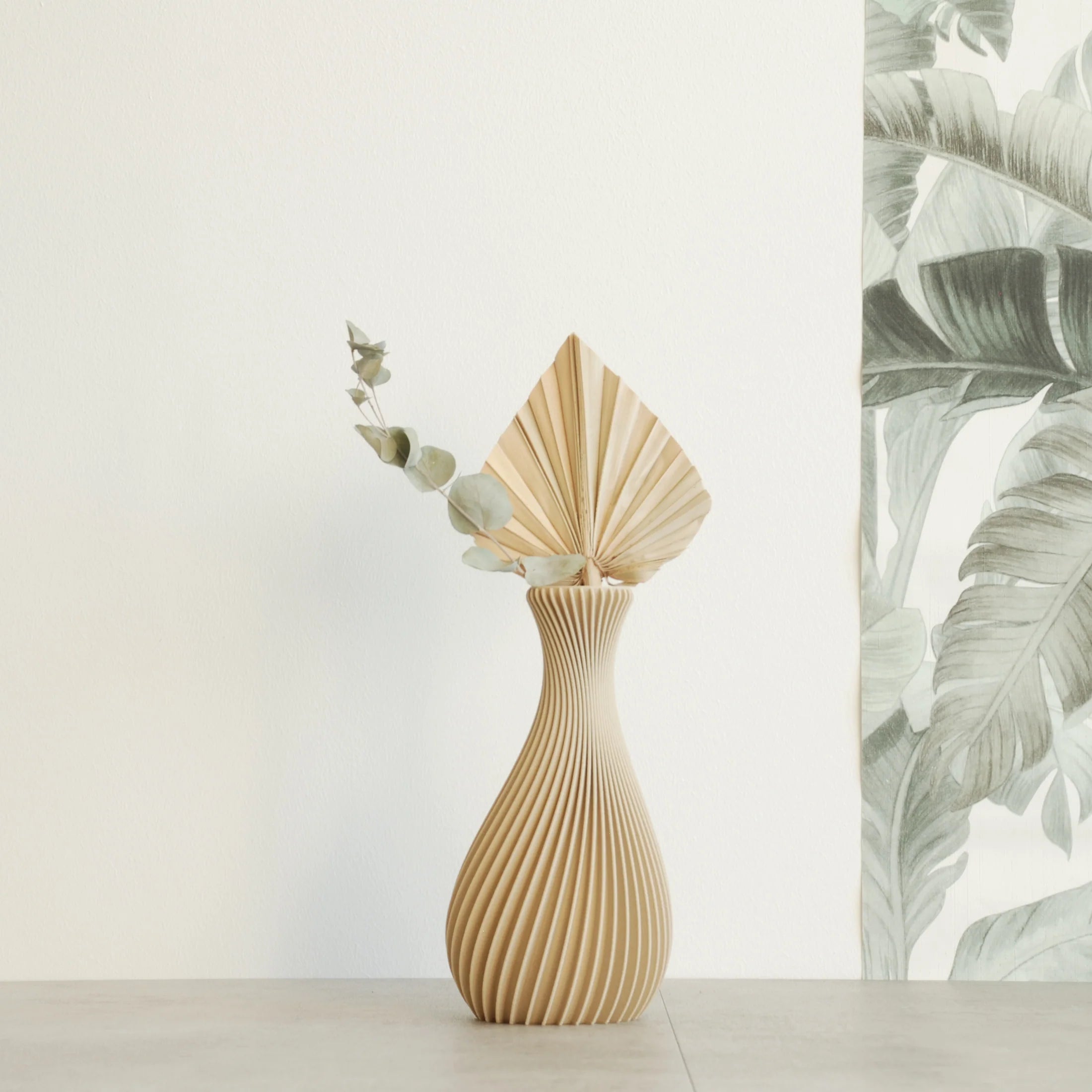 Vase "Ariel" Blanc - Amidon de maïs/bois recyclé