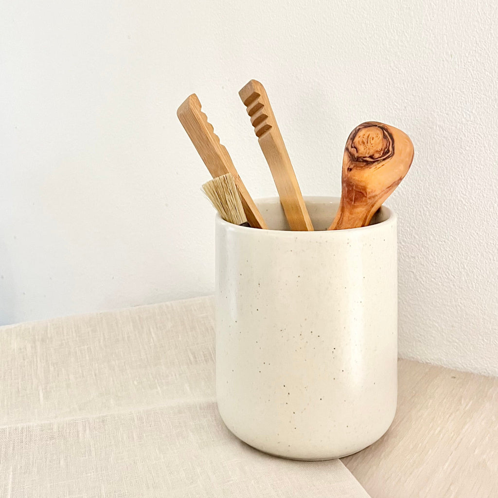 Petit pot à ustensiles "Omi" Écru - Grès fin
