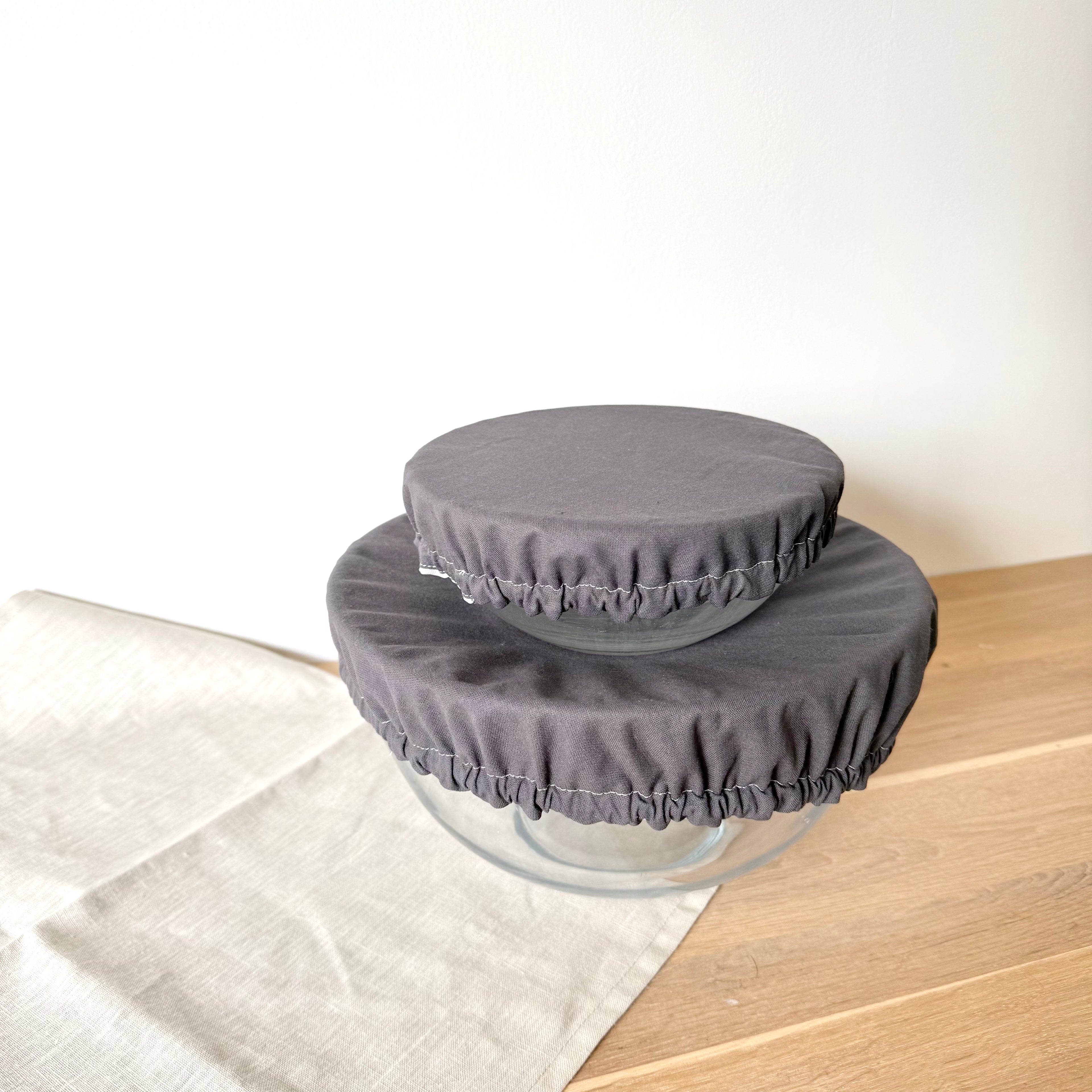 Lot de 2 charlottes à saladier anthracite - Coton et enduit