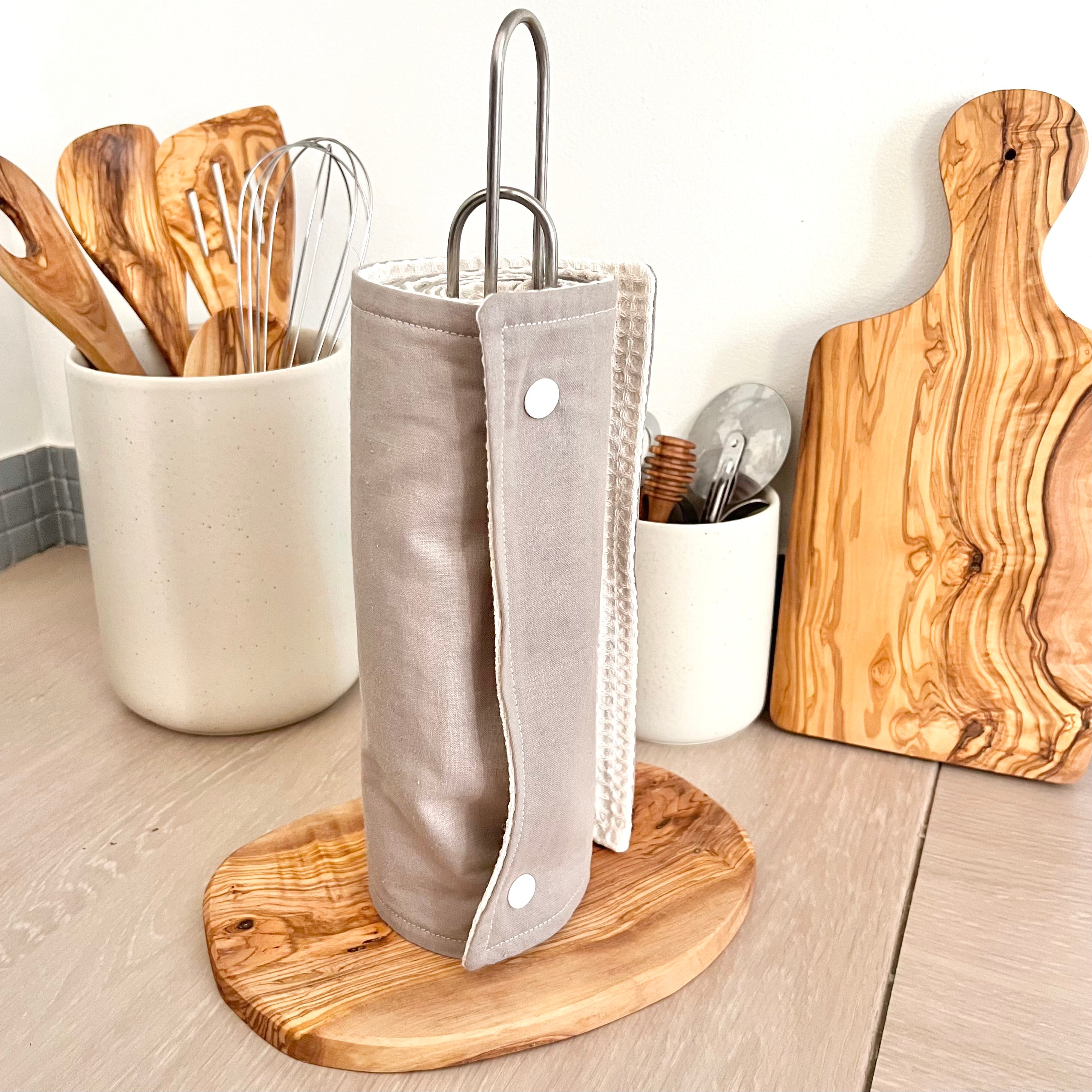 Porte essuie-tout - Bois d'olivier 100% naturel