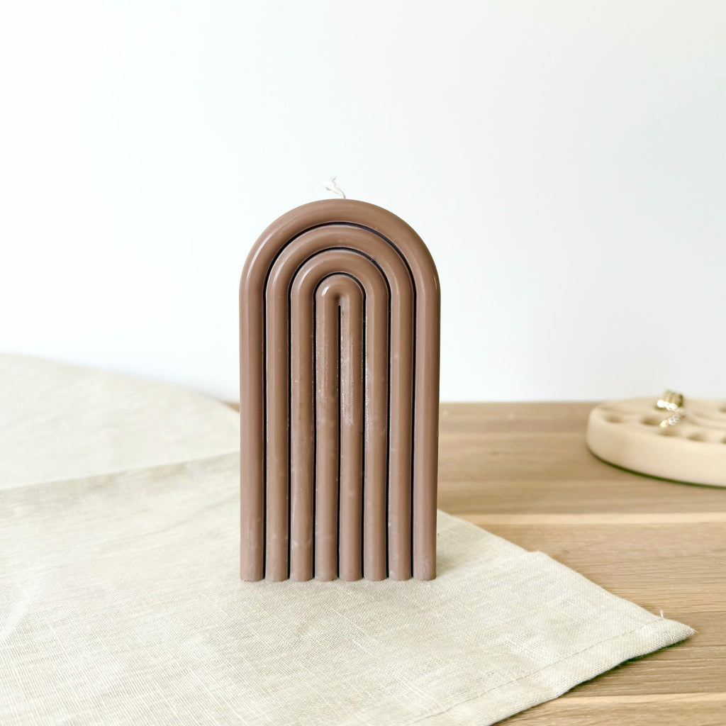 Bougie "Isa" Marron imparfaite - Cire de colza