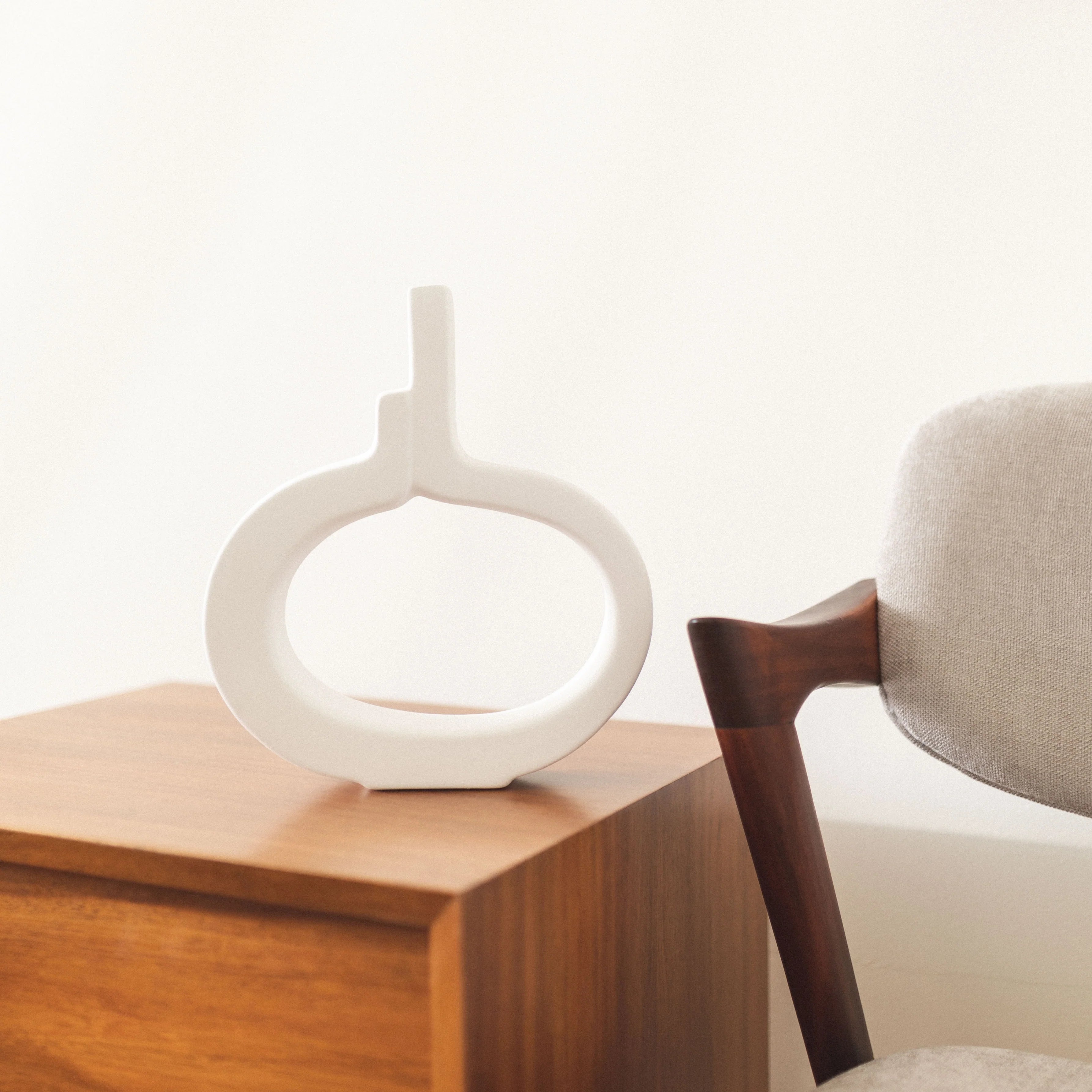 Objet décoratif design "Linéa" Blanc - Céramique