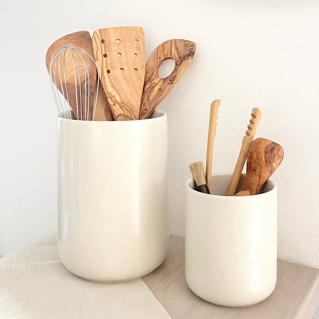 Petit pot à ustensiles "Omi" Écru - Grès fin