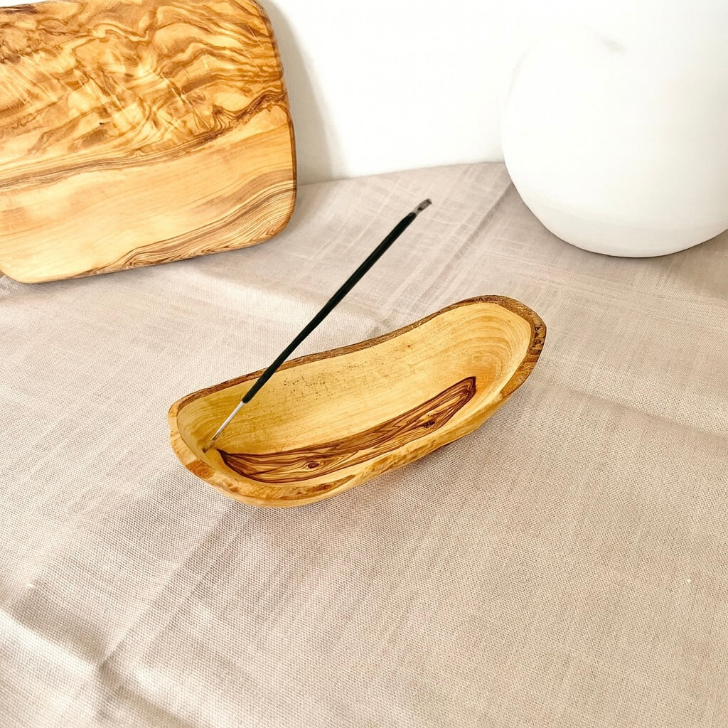 Porte encens - Bois d'olivier 100% naturel