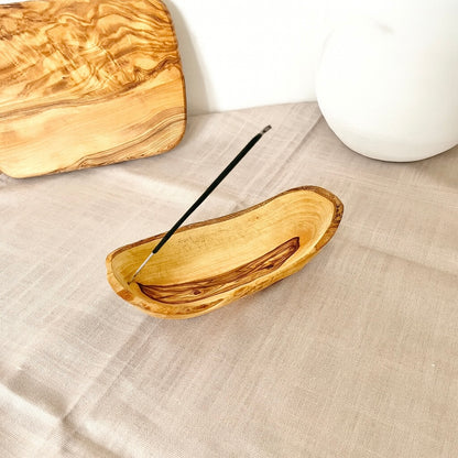 Porte encens - Bois d'olivier 100% naturel