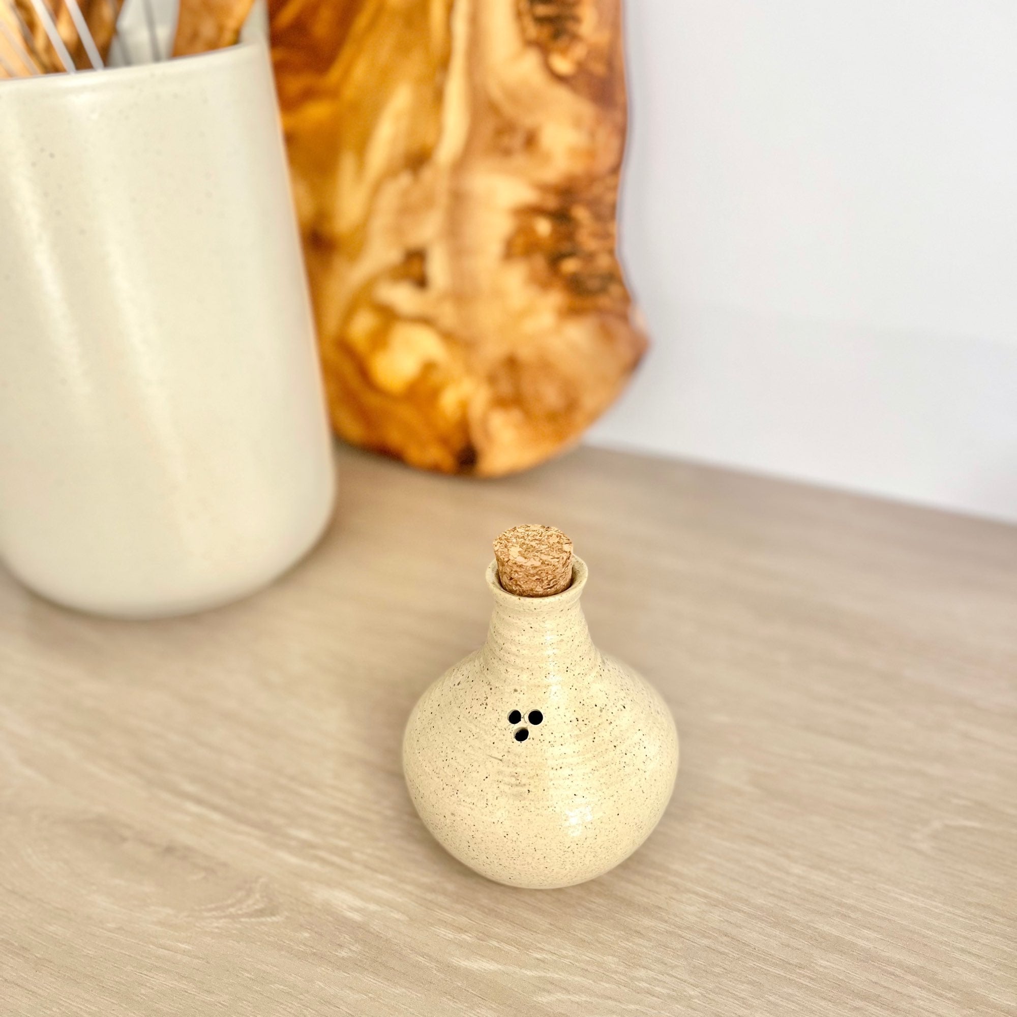 Salière écru - Argile et bouchon de liège