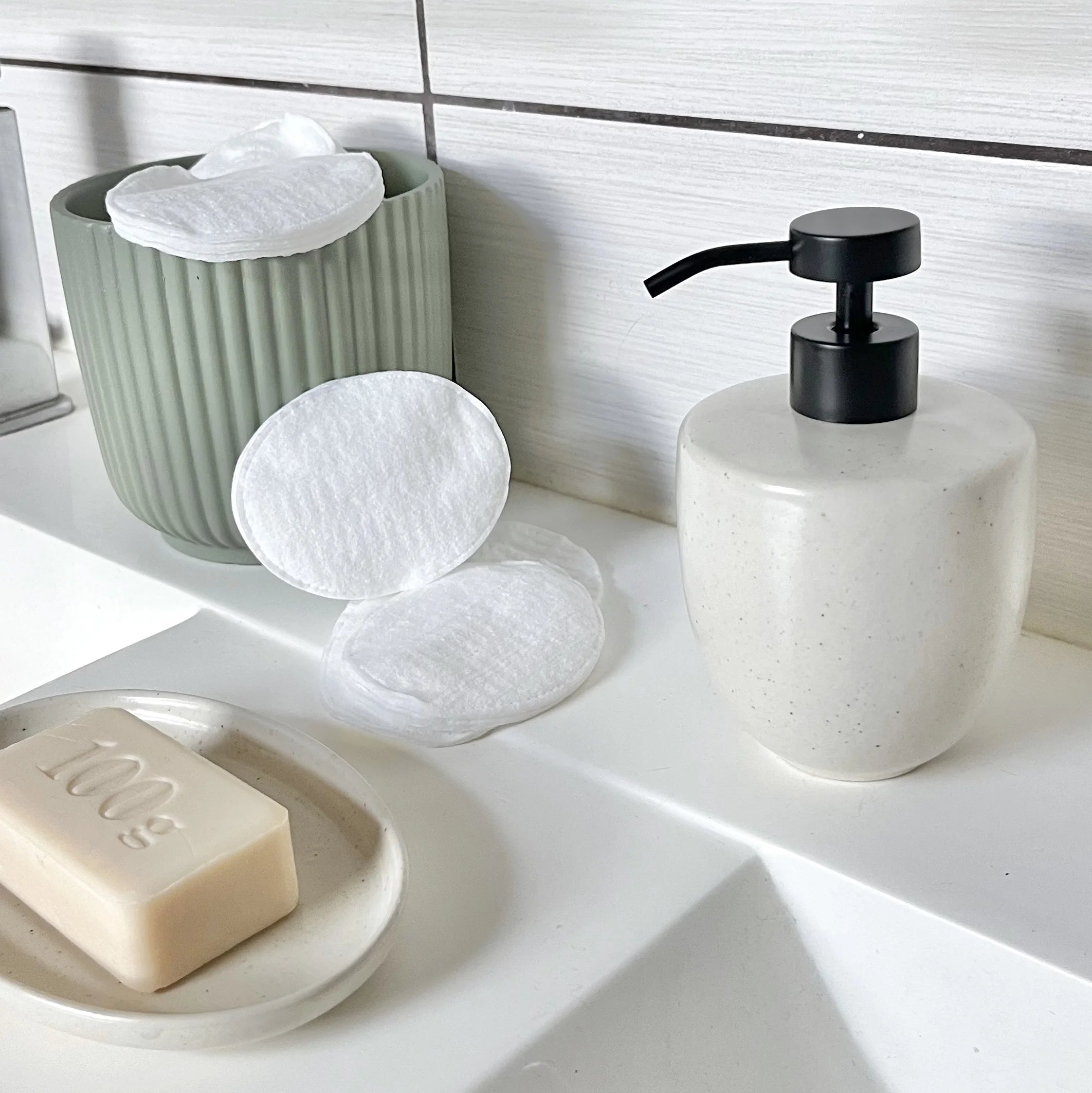 Distributeur de Savon "Malo" Écru - Grès fin