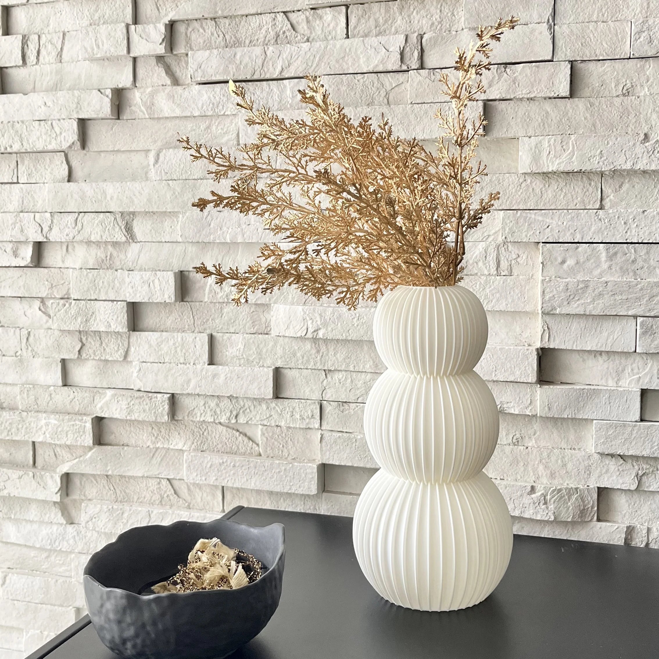 Vase "Neo" Blanc - Amidon de maïs/bois recyclé