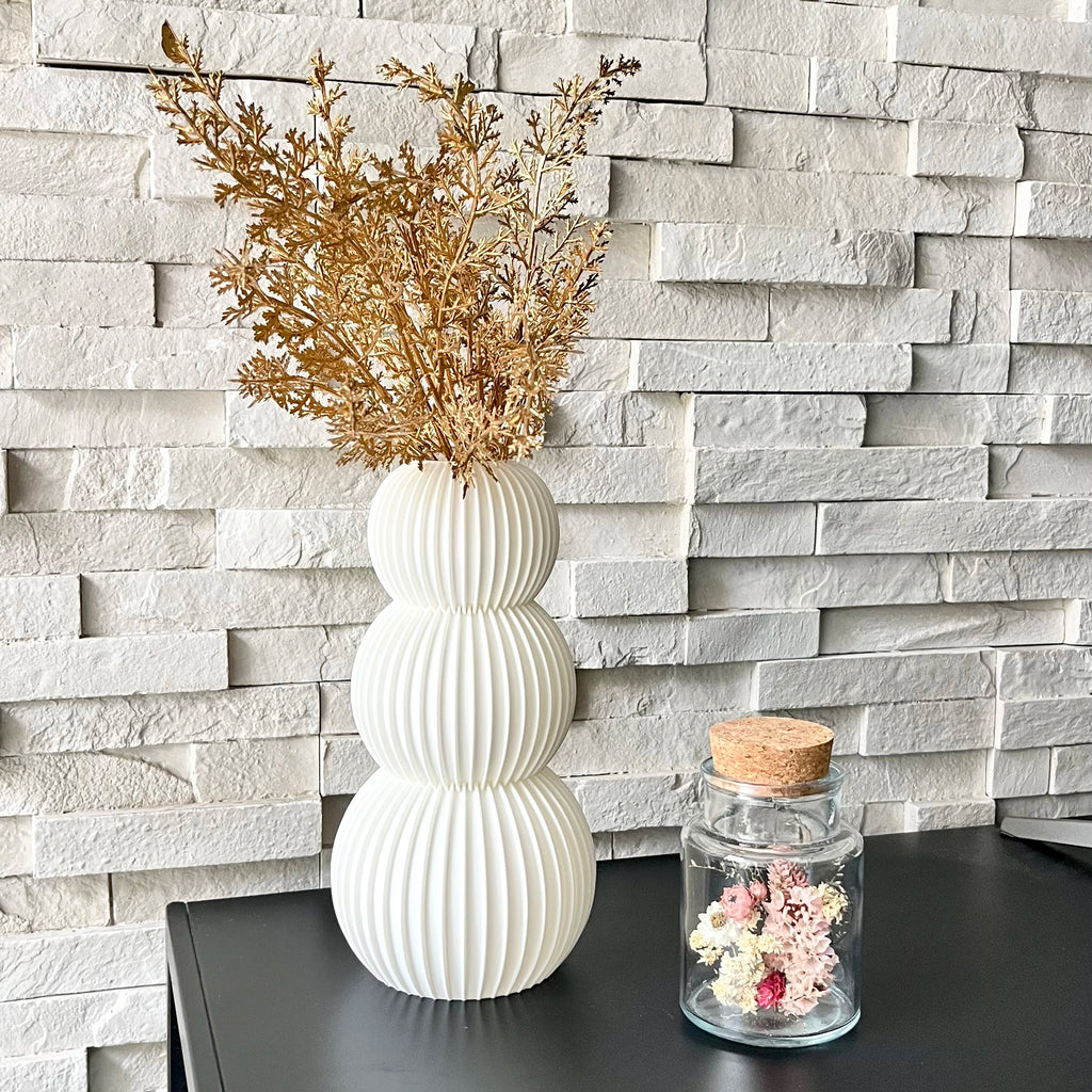 Vase "Neo" Blanc - Amidon de maïs/bois recyclé