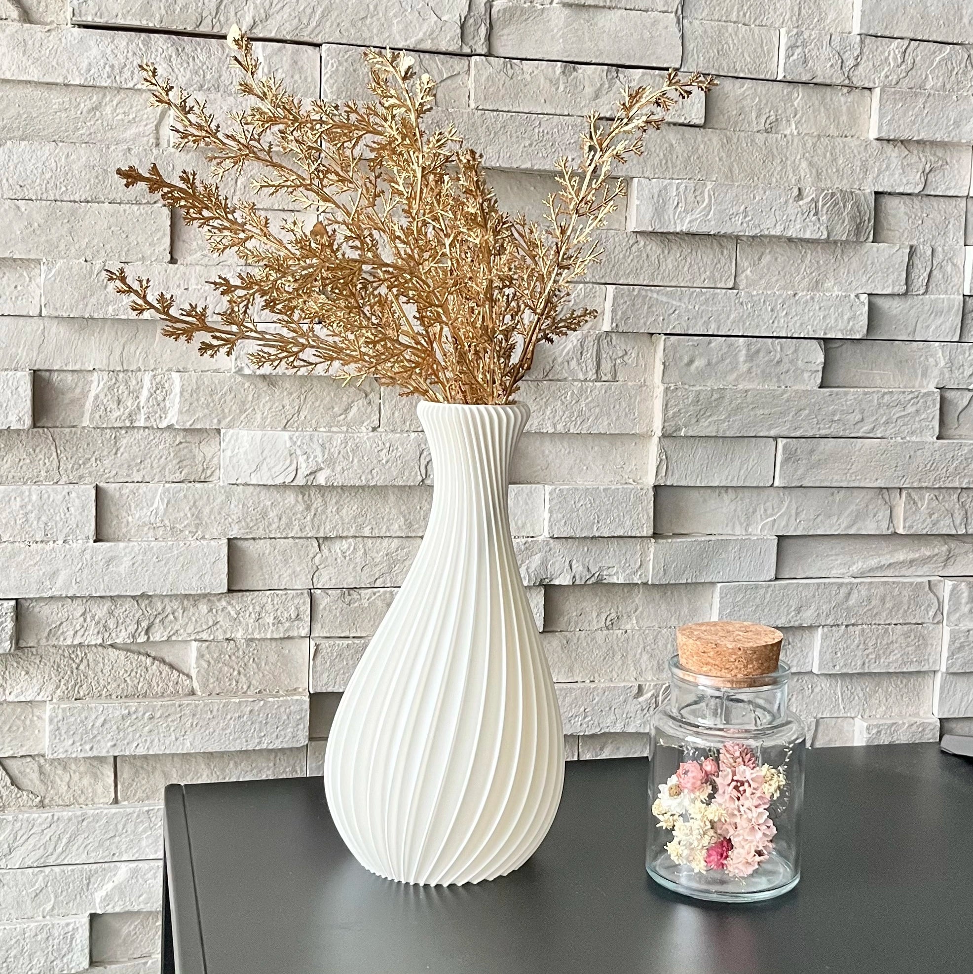 Vase "Ariel" Blanc - Amidon de maïs/bois recyclé