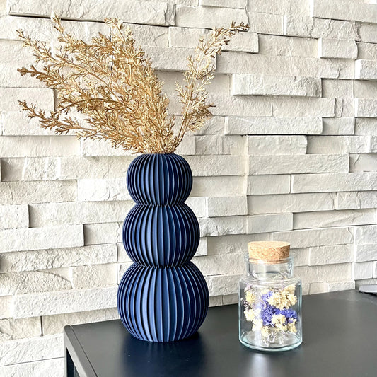 Vase "Neo" Bleu nuit - Amidon de maïs/bois recyclé