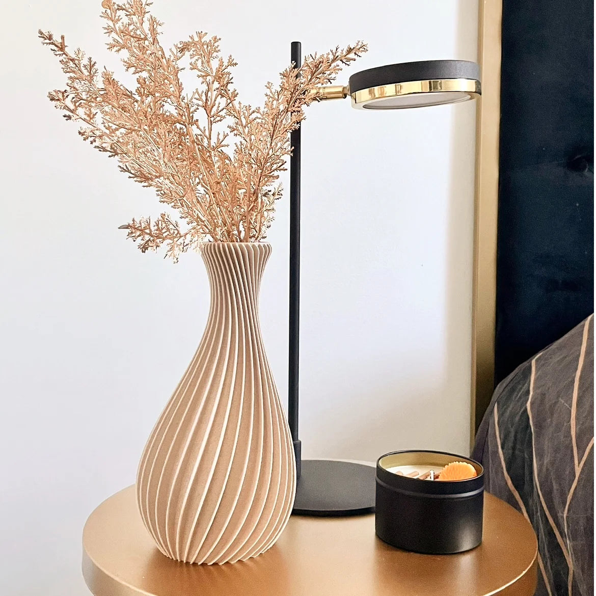 Vase "Ariel" Blanc - Amidon de maïs/bois recyclé