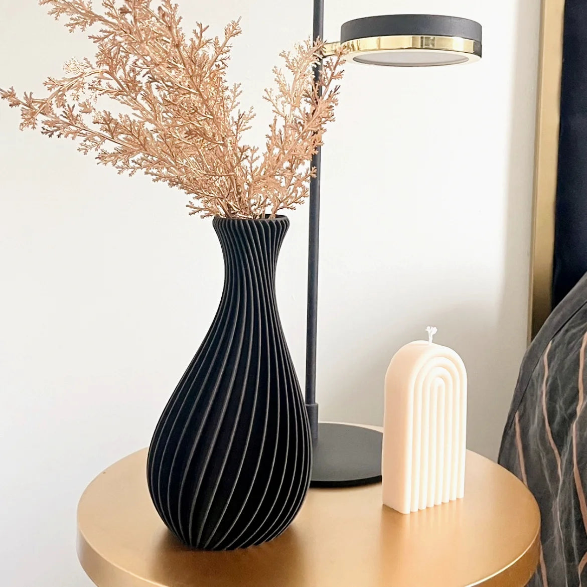 Vase "Ariel" Blanc - Amidon de maïs/bois recyclé