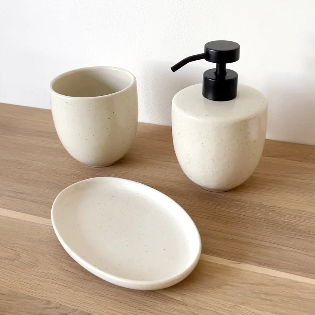 Distributeur de Savon "Malo" Écru - Grès fin