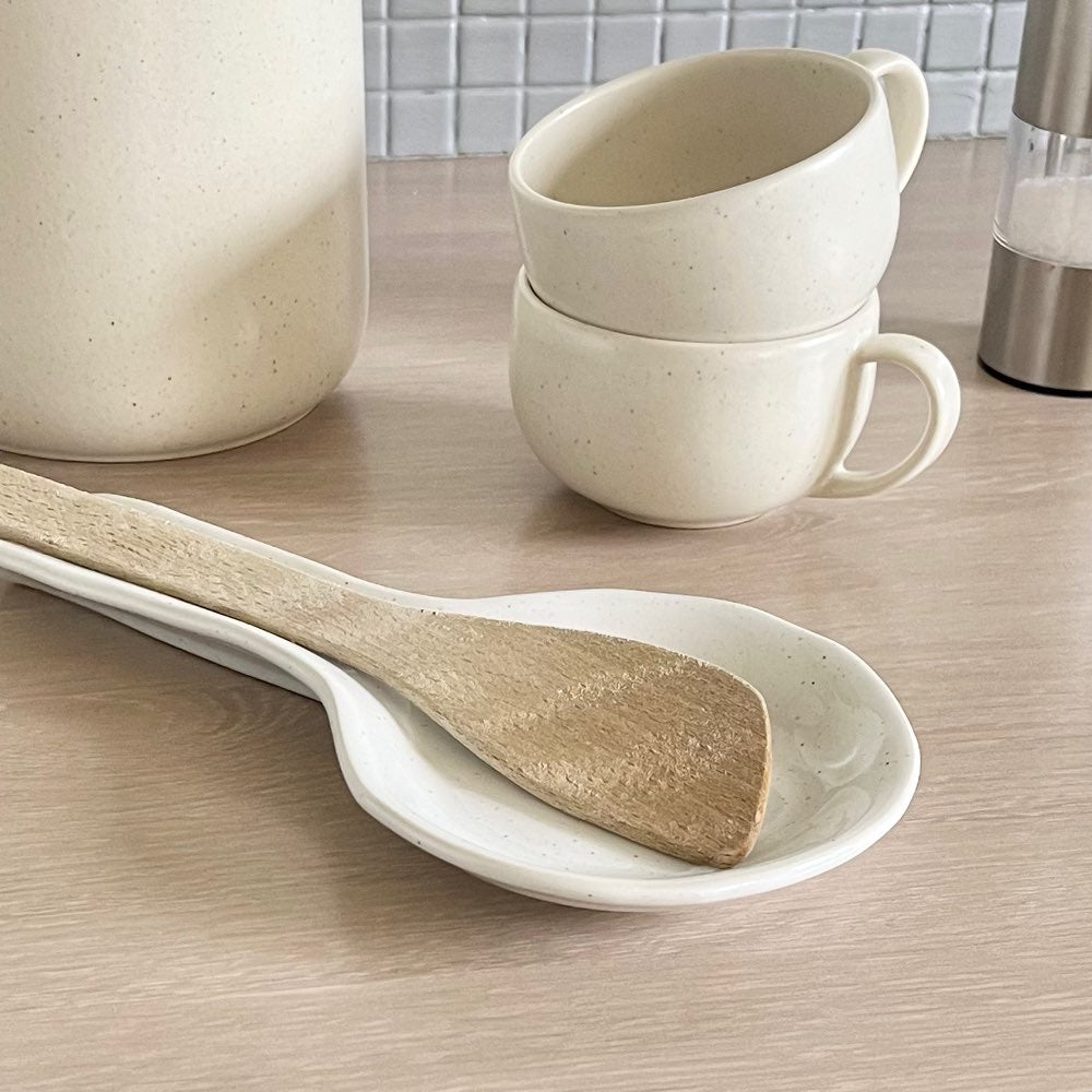 Tasse avec soucoupe "Omi" Écru - Grès fin