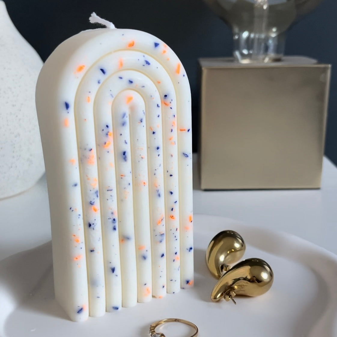 Bougie "Angélique" Bleu/Orange - Cire de colza