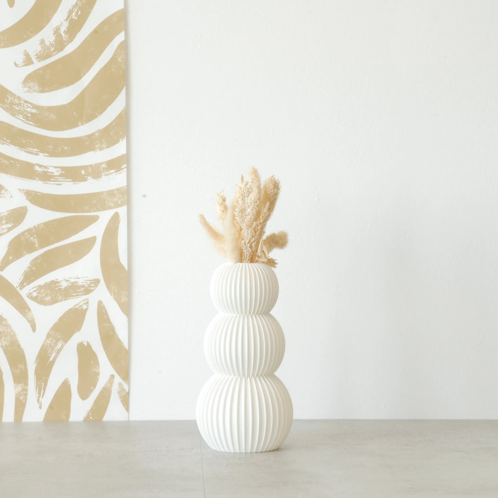 Vase "Neo" Blanc - Amidon de maïs/bois recyclé
