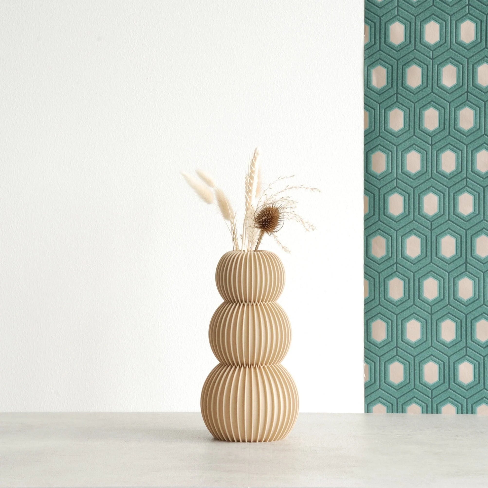 Vase "Neo" Blanc - Amidon de maïs/bois recyclé